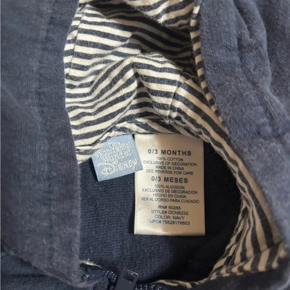 Vintage Winne the Pooh Train Children's Navy Hooded Zip Sweatshirt - Picture 3 of 4